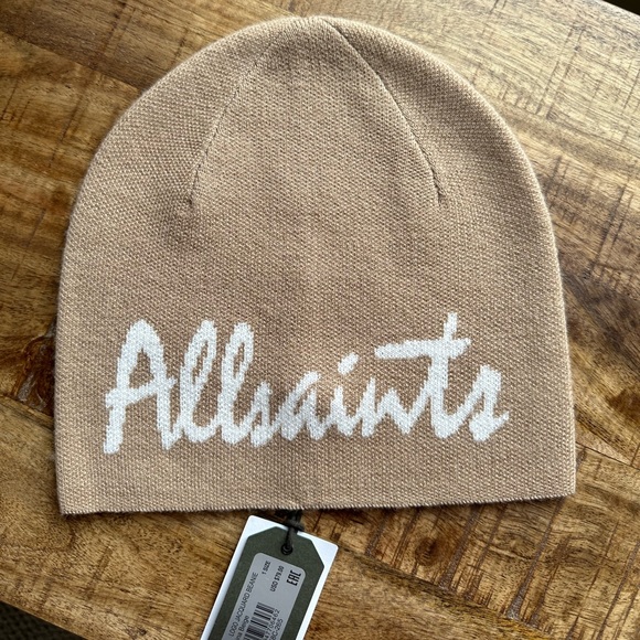 NWT ALLSAINTS LOGO JACQUARD BEANIE - Picture 4 of 7